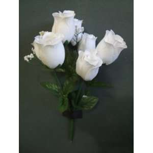    Tanday (White) 4 Rose Bud Wedding Bouquet. 