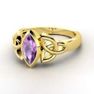  Caitlin Ring, 14K Yellow Gold Ring with Amethyst: Jewelry