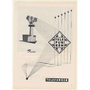  1960 Telefunken Radar Airport Aviation Tower Print Ad 