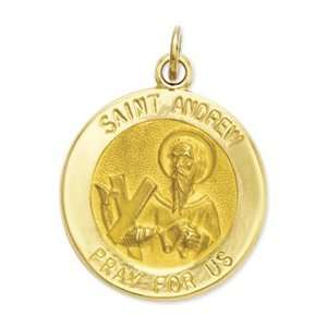   IceCarats Designer Jewelry Gift 14K Saint Andrew Medal Charm: Jewelry