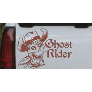 Brown 10in X 13.7in    Ghost Rider Cowboy Skull Skulls Car Window Wall 