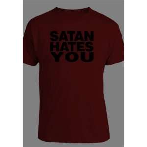  SATAN HATES YOU Mens T Shirt in Cardinal 