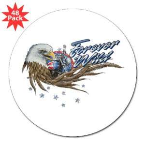  3 Lapel Sticker (48 Pack) Forever Wild Eagle Motorcycle 