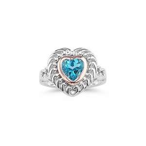  1.26 Cts Swiss Blue Topaz Heart Ring in Gold and Silver 4 