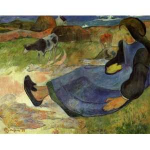  Oil Painting: Seated Breton Girl: Paul Gauguin Hand 
