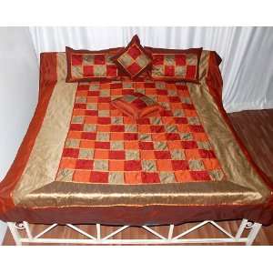  Embroidery Work Silk Bedspread Bed Sheet with Pillow 