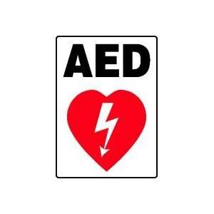  AED (W/GRAPHIC) Sign   14 x 10 Adhesive Dura Vinyl: Home 