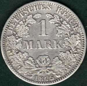 ERROR OPPORTUNITY! Germany 1 Mark 1875 A Silver Coin  