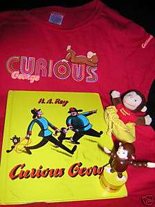 CURIOUS GEORGE Lot: Orig. Book, Shirt, 2 Finger Puppets  