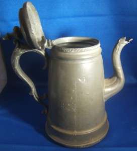 Rufus Dunham Pewter Tall Coffee Pot 19th Century Maine  