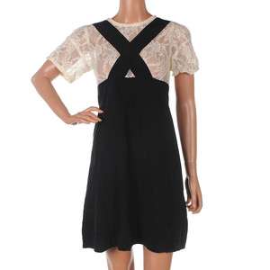 386 SONIA RYKIEL Black & Cream Silk Dress Size UK 10 / 36 RRP £315 