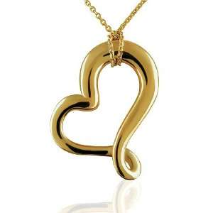  14K Yellow Solid Gold 3D Heart Pendant Necklace P&P 