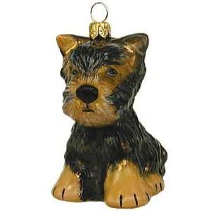  Blown Glass Yorkie Puppy Christmas Ornament: Home 