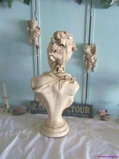 Fab! Huge 28 Vintage Chic Lady Bust Statue ~ Roses!  