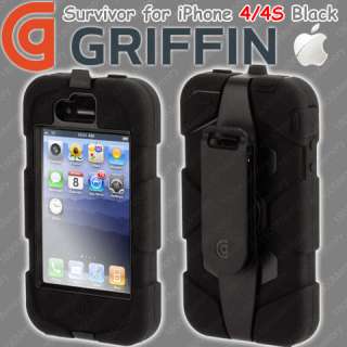 GENUINE Griffin Survivor Case for Apple iPhone 4S 4 S Black Tough 