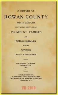 Rowan County, North Carolina {1916} NC Family History Genealogy Bio 