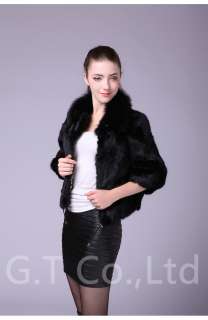 0433 Rabbit Fur Fox Collar Coat Jacket overcoat parka apparel dress 