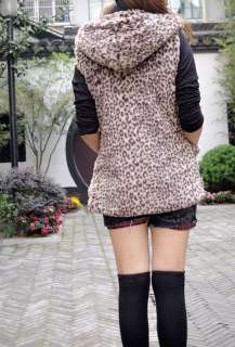 Korean Women Sleeveless Luxury Leopard Jacket Coat 0563  