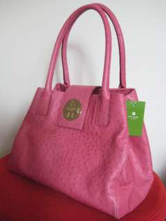 NWT KATE SPADE OSTRICH BEXLEY ANISHA LEATHER BAG PINK  
