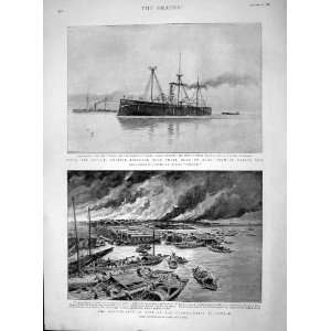  1894 Cruiser Ship Wei Yeun Fire Flower Boats Canton