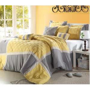   Piece Yellow & Grey Comforter Set, Queen Size