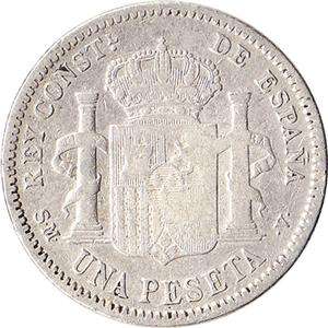 1904 Spain 1 Peseta Silver Coin Alfonso XIII KM#721  