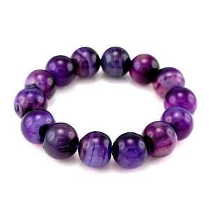   Quality Purple Agate Bead Bracelet (14mm) (4952): Glamorousky: Jewelry