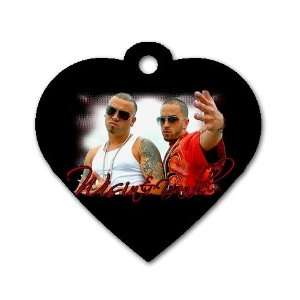 New Custom Chain Heart Dog Tag Wisin & Yandel Reggaeton Urban Puerto 