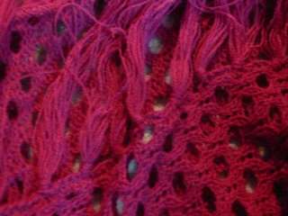 Zara Fuschia Purple Open Weave Wool Blend Poncho Sweater NWT M  