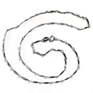  Flat Center Big Bar Chain Silver Necklace Jewelry