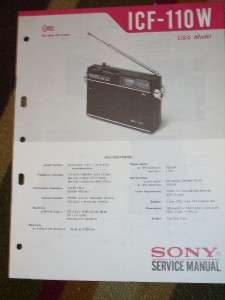 Sony Service Manual~ICF 110W FM/SW/MW Radio~IC 11  