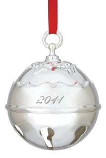   & NOBLE  Silverplated 2011 Holly Bell Ornament by Reed & Barton