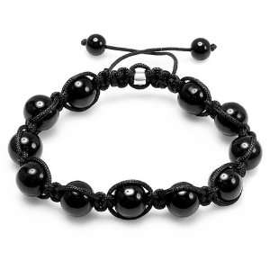 Bracelet Mens Ladies Unisex Hip Hop Style Black 12 mm Crystal Faceted 