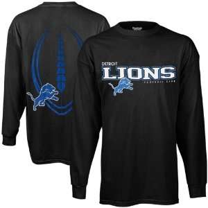  Reebok Detroit Lions Ballistic Long Sleeve T Shirt   Black 