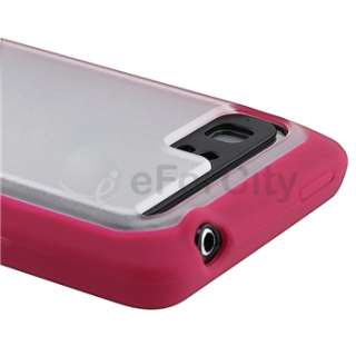 PINK CLEAR HARD GLOSSY GEL CANDY SKIN CASE COVER FOR HTC VIVID PHONE 