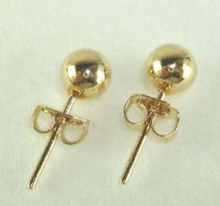 14 KT Yellow Gold Overlay Ball Stud Earrings Lifetime Warranty Size 3 