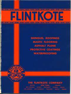 1930s FLINTKOTE Roofing Roof Coating Catalog ASBESTOS Mastic 