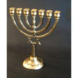  Seven Branch Menorah with Star of David, brass Menorah 