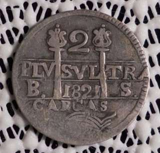 1821 VENEZUELA 2 REALES SILVER COIN  