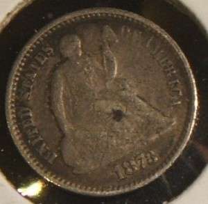 1873~~SEATED LIBERTY HALF DIME~~SILVER~~LAST YEAR~~NICE  