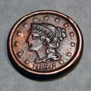 RARE 1856 US Braided Hair Large Cent 1C $0.01 Penny  