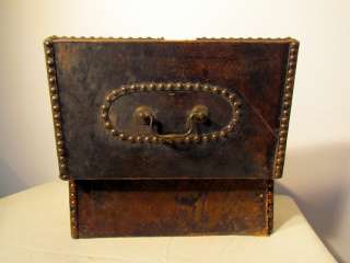 Antique 1870s New England Cowhide Leather Document Box  