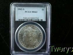 1902 S MORGAN SILVER DOLLAR PCGS MS63  