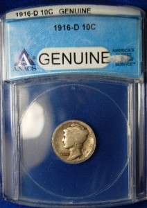 1916 D Mercury Dime Key Date Slabbed   