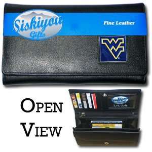 West Virginia Mountaineers Genuine Leather Womens Female Clutch 