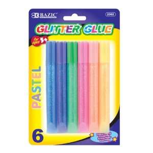  Bazic Pastel Glitter Glue Pen, 15 ml, 6 per Pack (Case of 