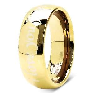  : Tungsten Carbide 8MM Golden Polish Mens Wedding Ring Band: Jewelry