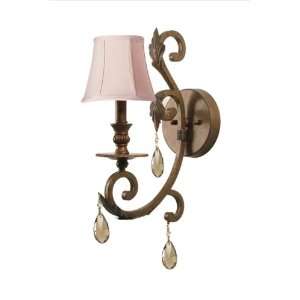   Teak Hand Cut Crystal Wrought Iron Wall Sconce: Home Improvement