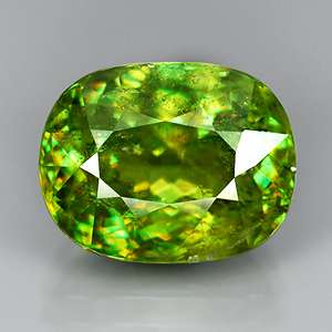 CERTIFIED 8.03ct OVAL NATURAL YELLOWISH GREEN SPHENE  