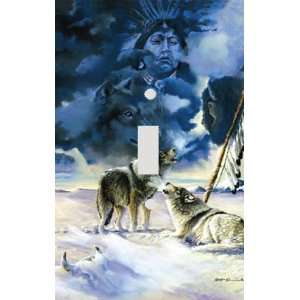  Wolf and Indian Spirit Decorative Switchplate Cover: Home 